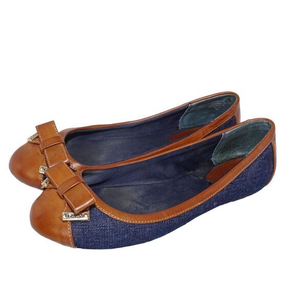 Guess Denim Ribbon Bow Ballet Flats, Size 6.5 - Picture 1 of 6
